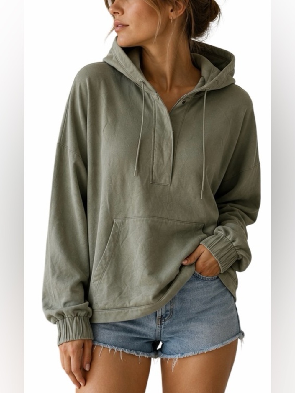 Knix Sage Green Oversized Hoodie Pullover Size Small